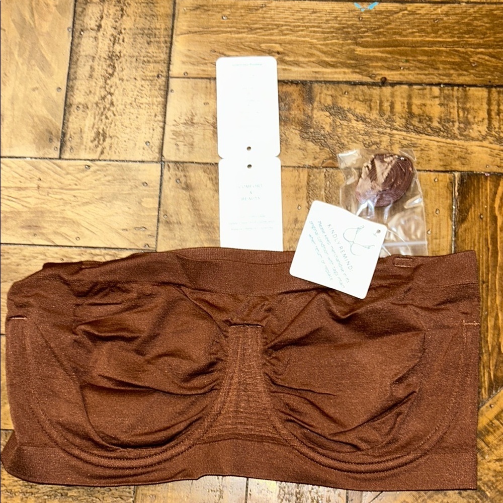 NWT Brown Bandeau Bra size 2XL removable straps